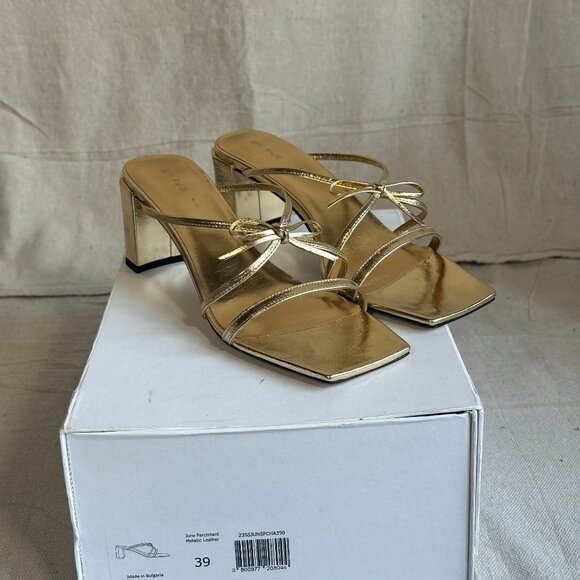 By Far June Sandals Metallic Gold Leather Sandals - Picture 1 of 2